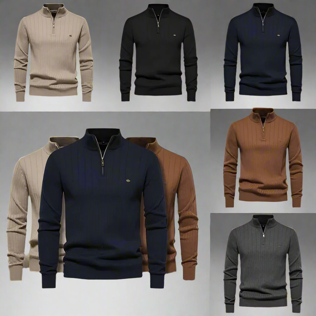 Henry® – Pullover con cerniera in maglia fine e design moderno